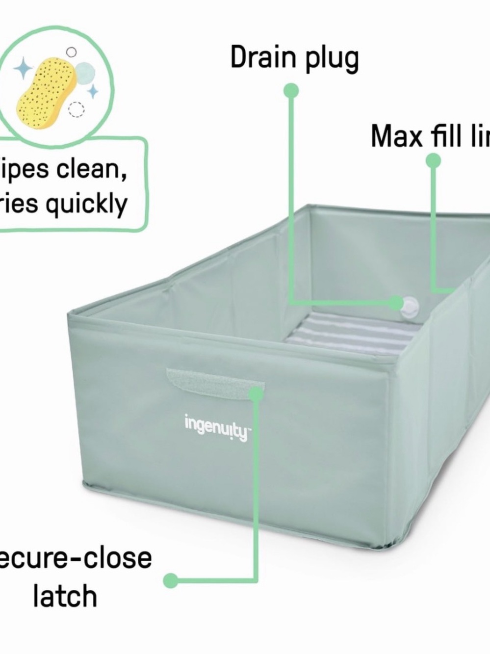 Ingenuity Mint portable bathtub for Kids - Picture 4 of 6